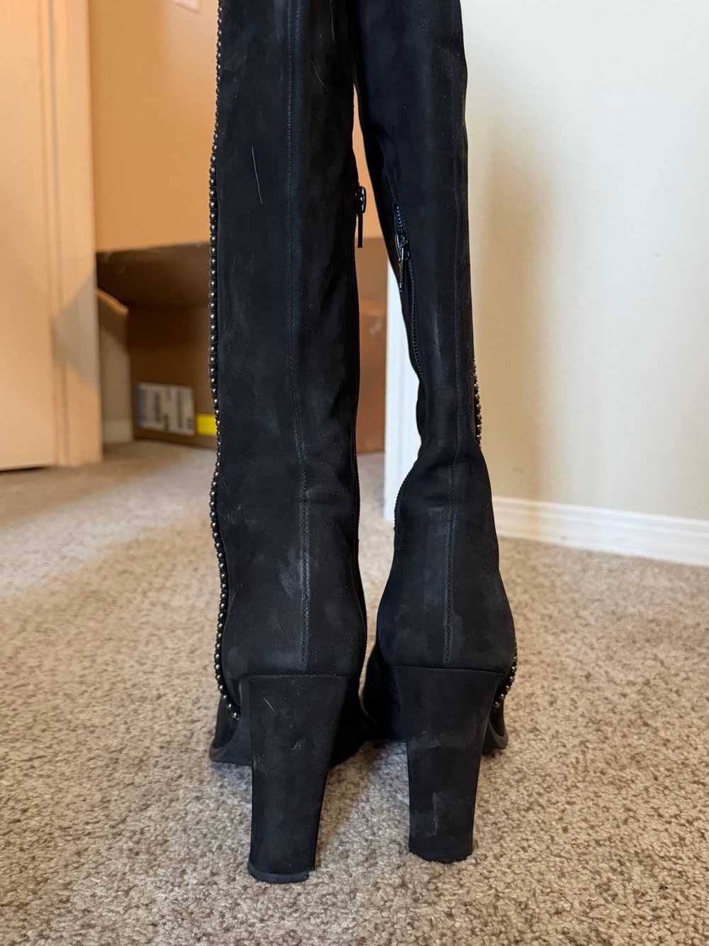 Black Women's Knee-High Block Heel Boots
